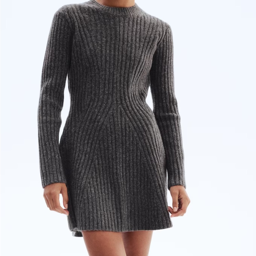 NEVER WORN! H&M Dark Gray Melange Long Sleeve Knit Dress